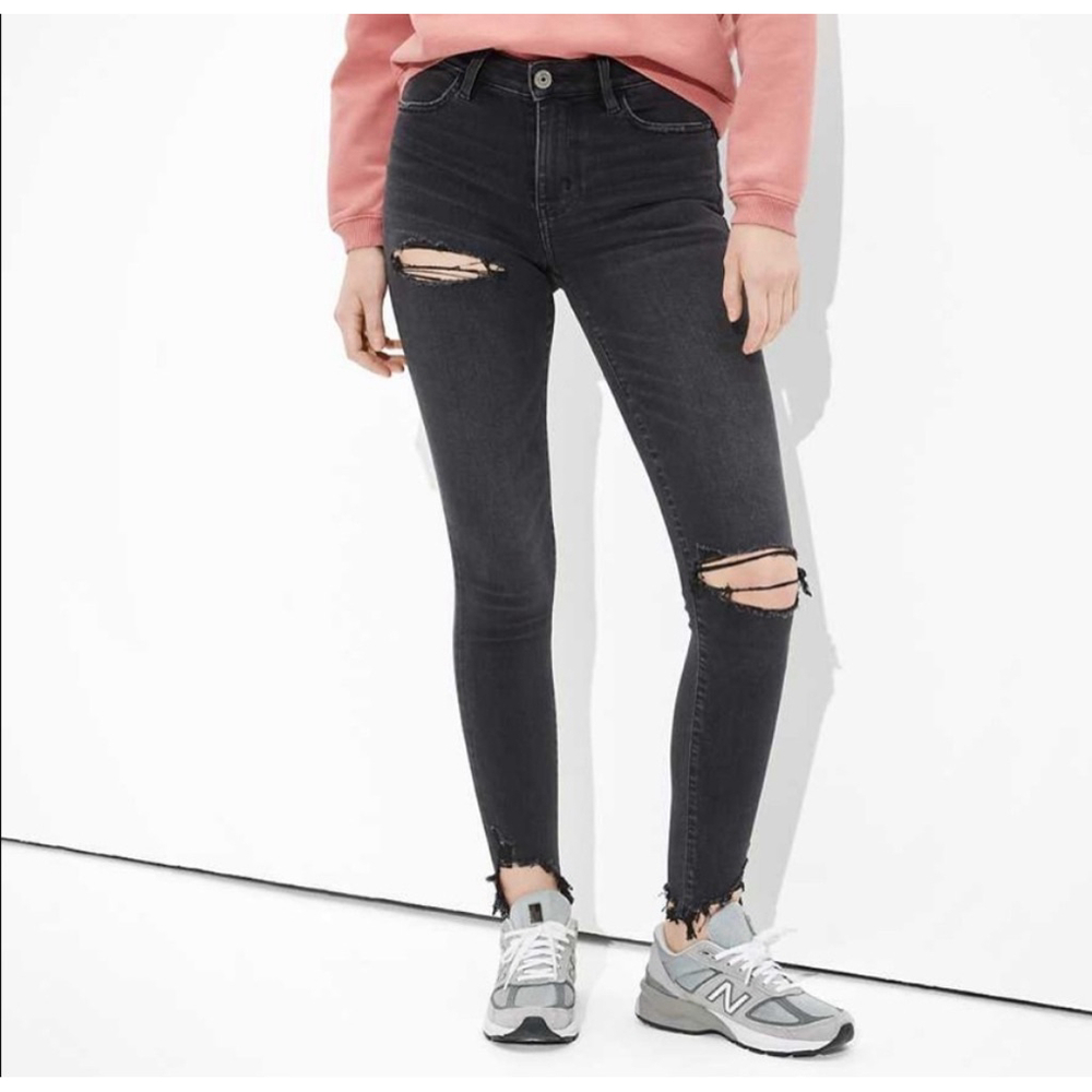 American Eagle super stretch super low jeggings distressed size 0
